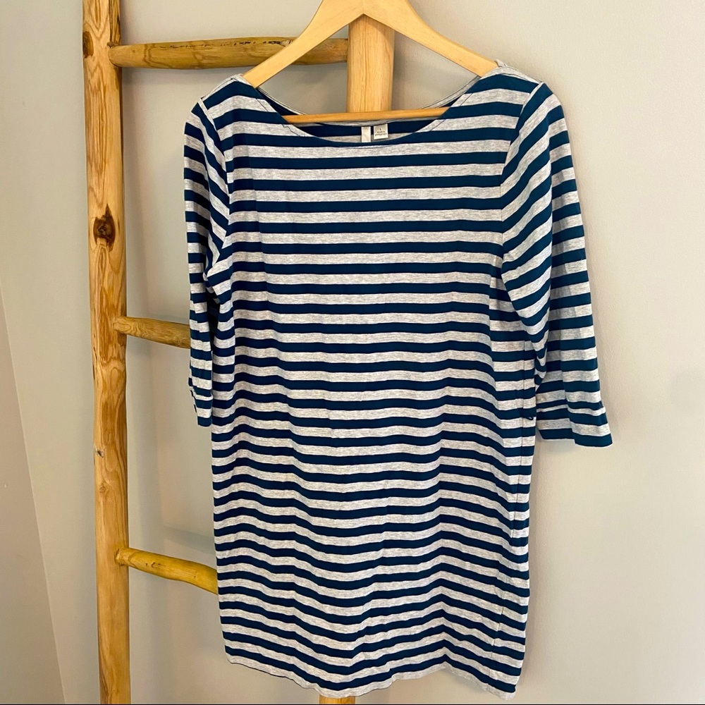 LC Lauren Conrad Striped Blue & Gray Shirt…